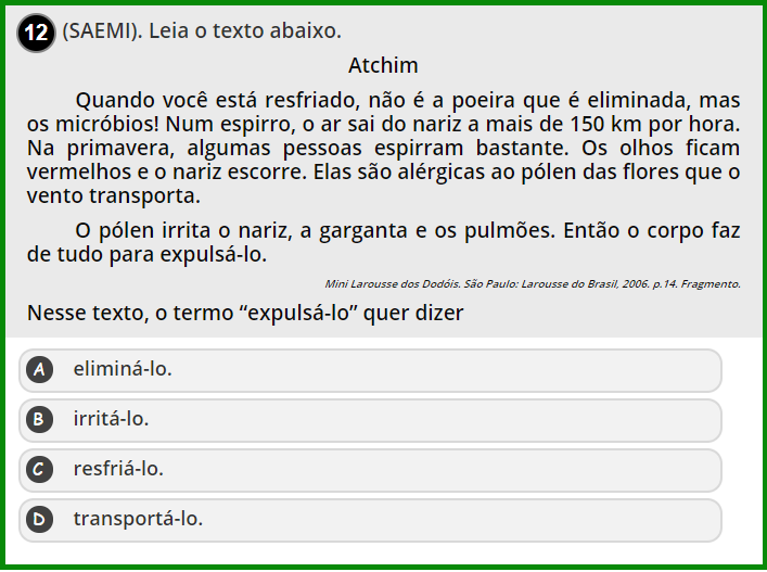 SIMULADO DE PORTUGUÊS